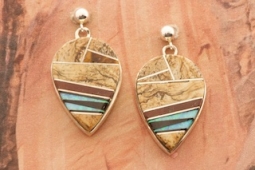 Calvin Begay Genuine Picture Jasper Sterling Silver Earrings